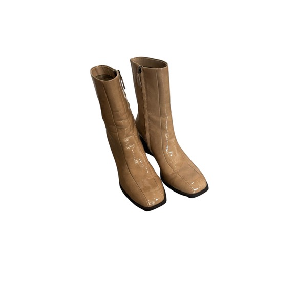 Naked feet women's 8.5 report mid rise Leather bootie tan - Picture 1 of 6